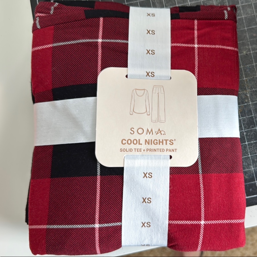 Soma Cool Nights Red and Black Checkered Pants, XS, NWT!!!!!